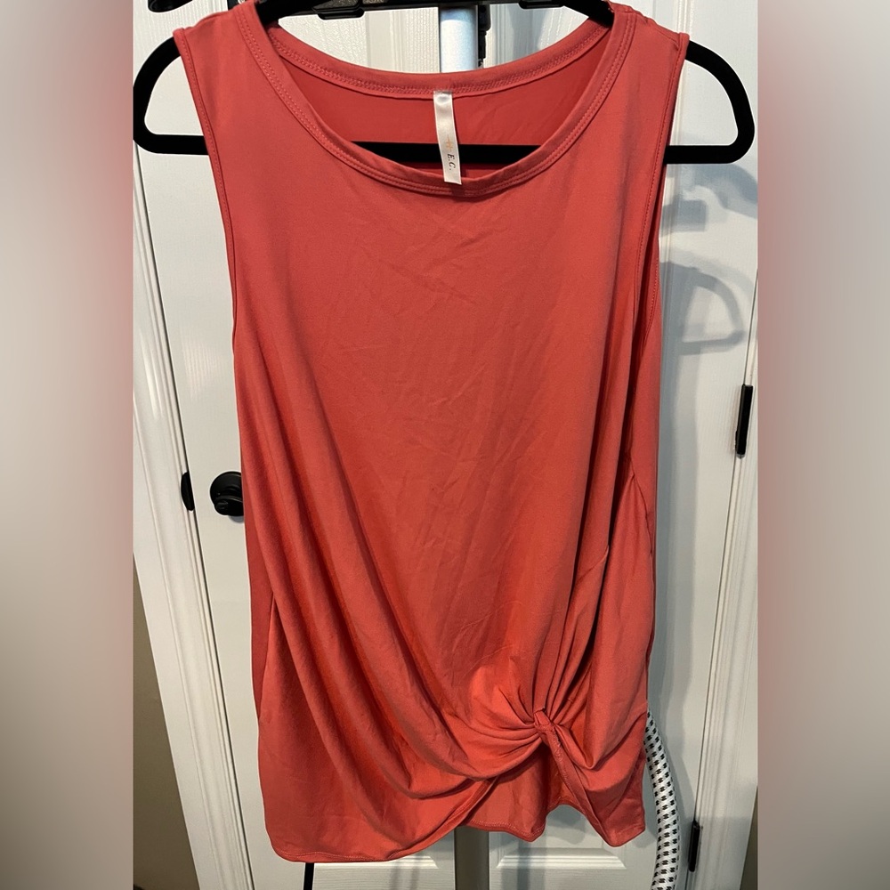 EC Coral Sleeveless Twist Knot Tank Top
